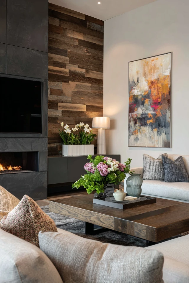 Gorgeous Modern Wood Accent Wall Living Room Decor That Feels Effortless