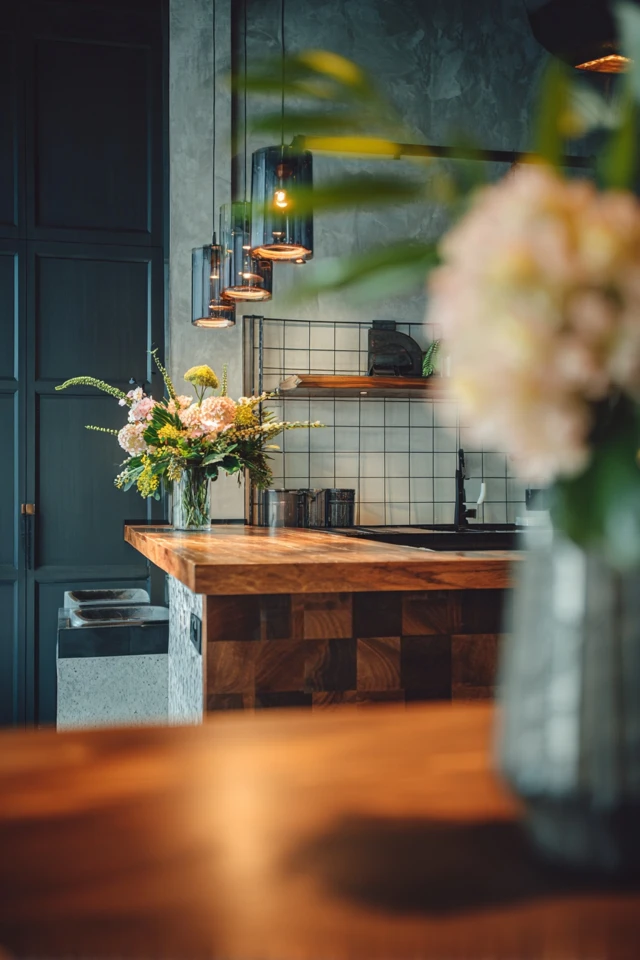 Small cabin interior showing wood and textile textures together