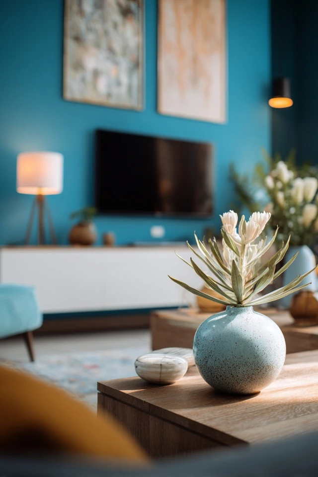 Stylish living room with a television as the focal point of the wall