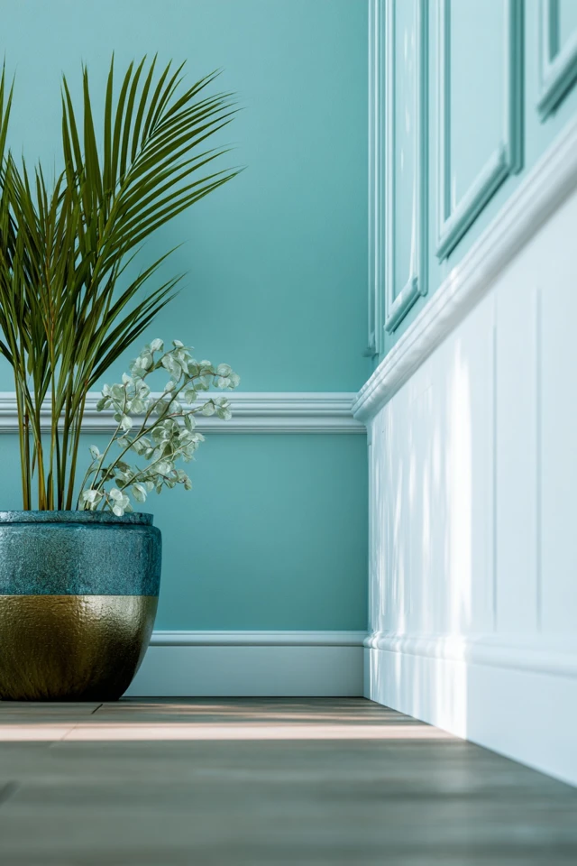 Interior wall with traditional molding and paneled trim detail