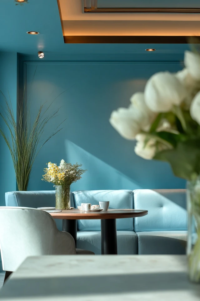 Bedroom ceiling treatment with soft color and finish that makes the room feel sheltered
