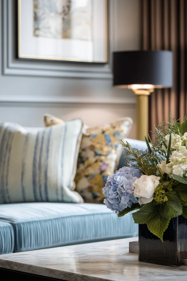 Victorian-style interior with seating arranged around a focal point