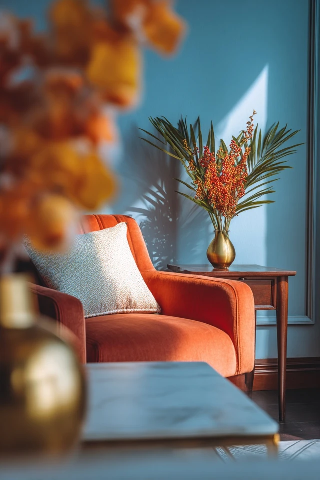 Cozy small cabin room lit for a warm evening atmosphere