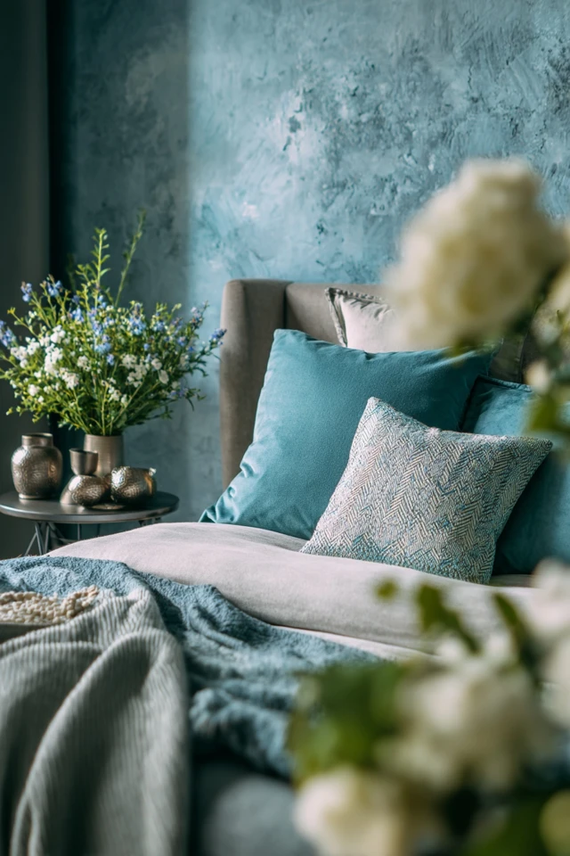 Victorian style bedroom corner with traditional furniture and decorative accents