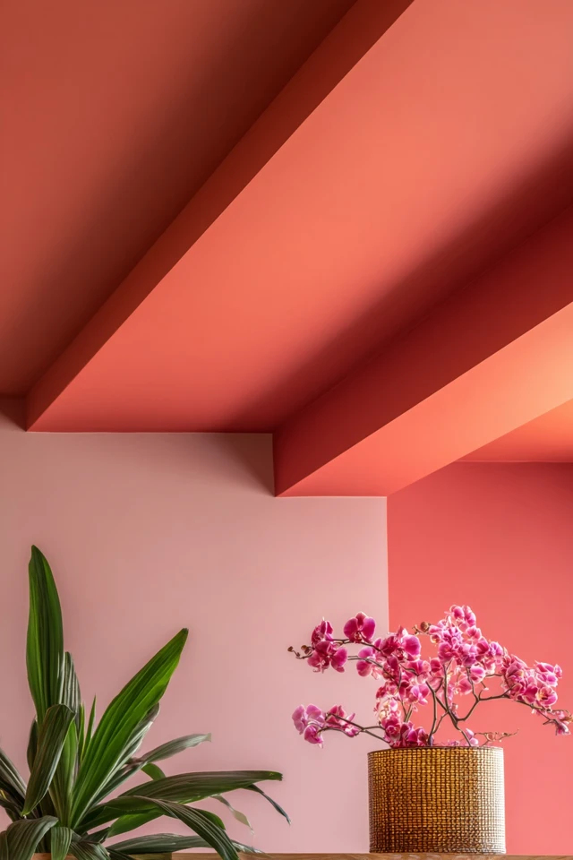 Ceiling design idea combining pattern or material with ceiling lights