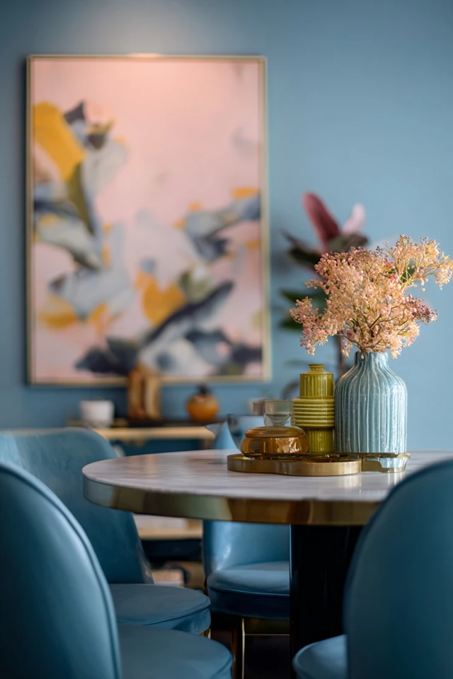 Cozy breakfast nook corner with cushions and accessories in a small kitchen