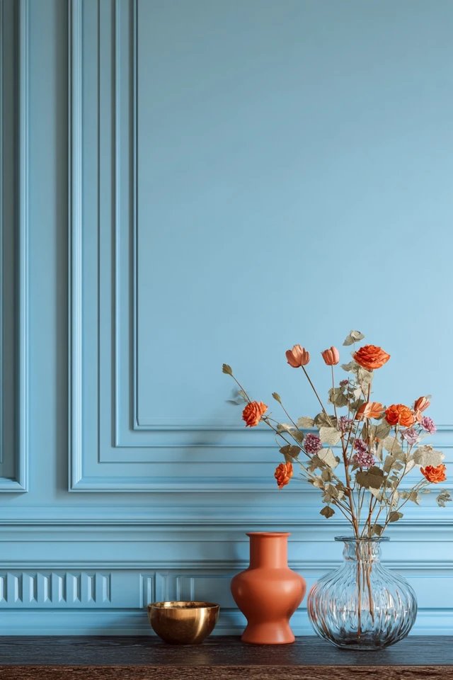 Bedroom or living space wall finished with decorative molding