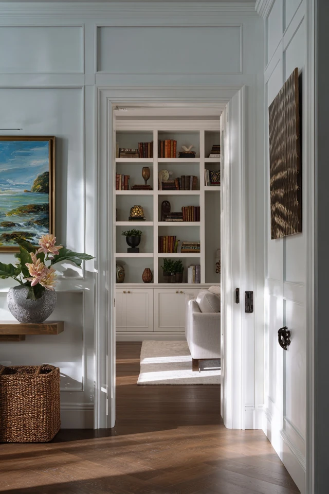 Gorgeous Built In Bookcase Around Doorway Decor That Feels Effortless - photo 4