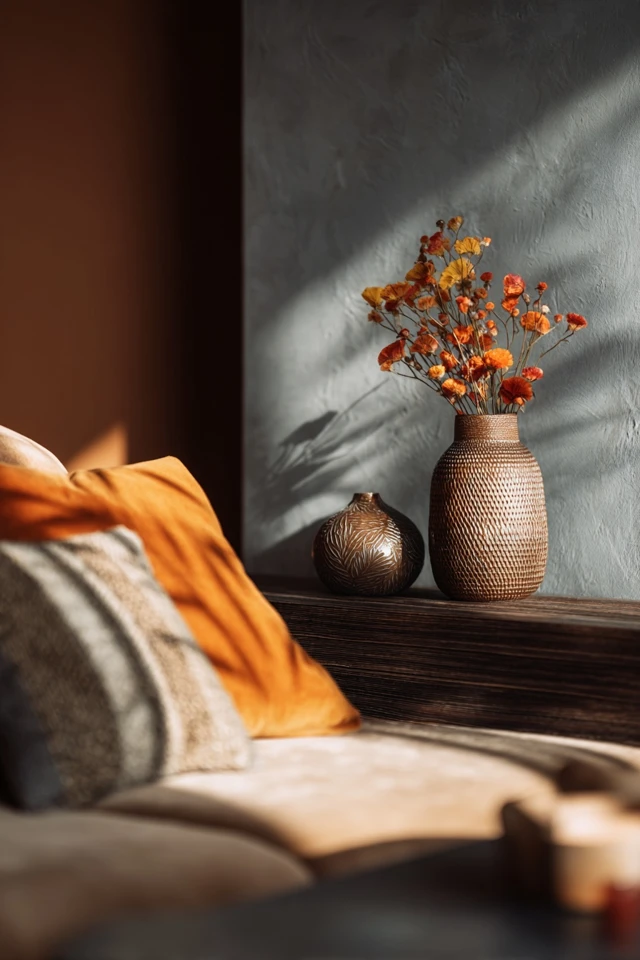 Contemporary room showing natural materials and a calm neutral scheme