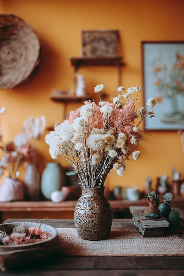 Home interior showing yellow paired with a contrasting color to make it stand out