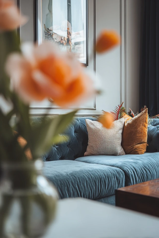 Victorian-style living room with lighting and decorative accents