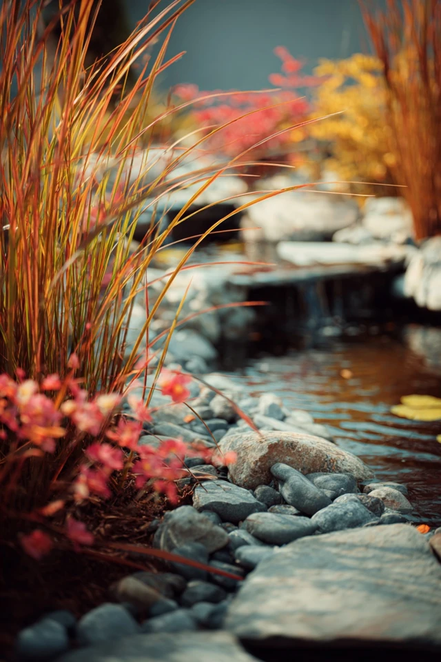 Budget-friendly backyard pond with greenery planted around the water