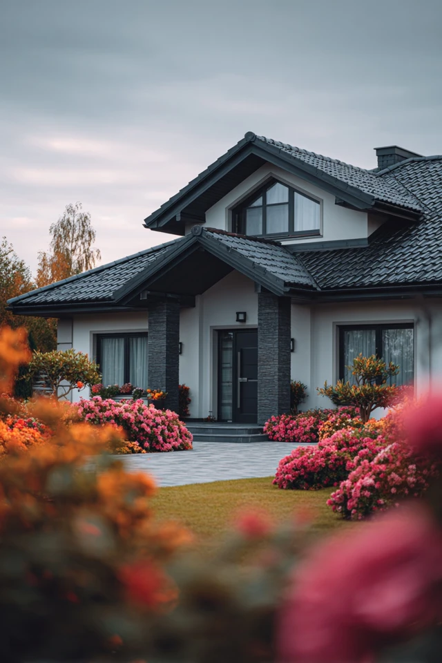 Gabled home exterior illustrating a roof design idea for a stylish house