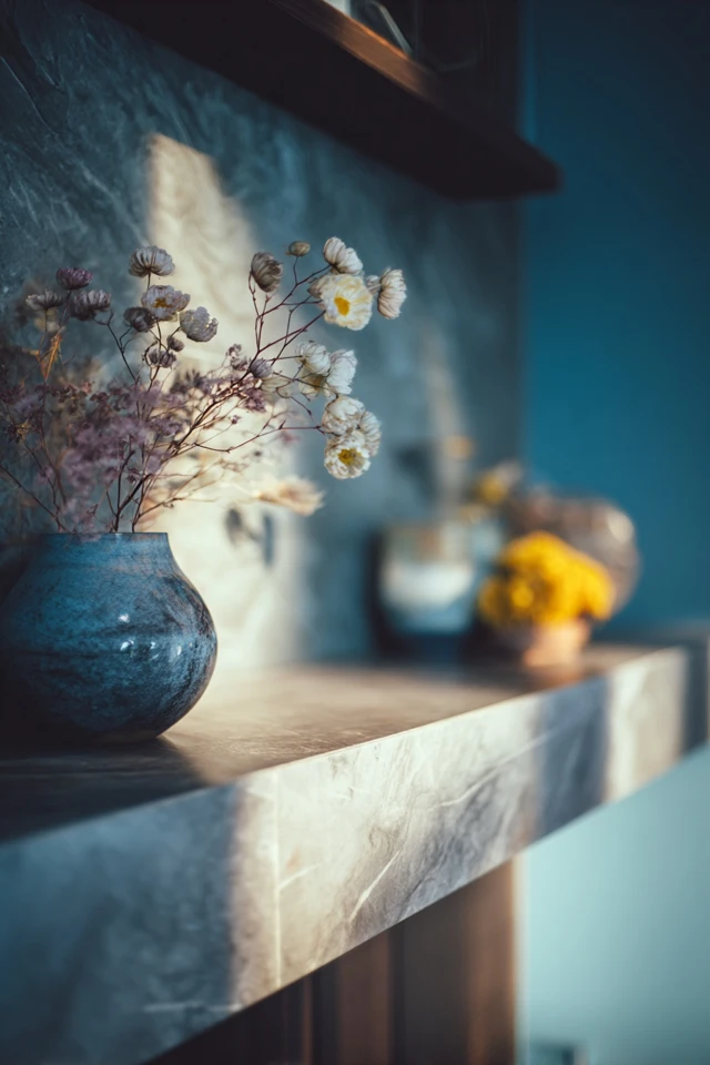 Craftsman style interior with natural materials and warm, cozy styling
