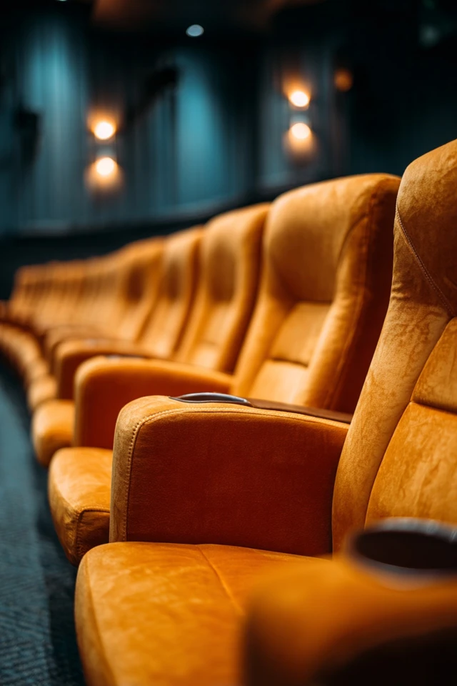 Cozy mini home theater setup with seating and media area ready for movie night