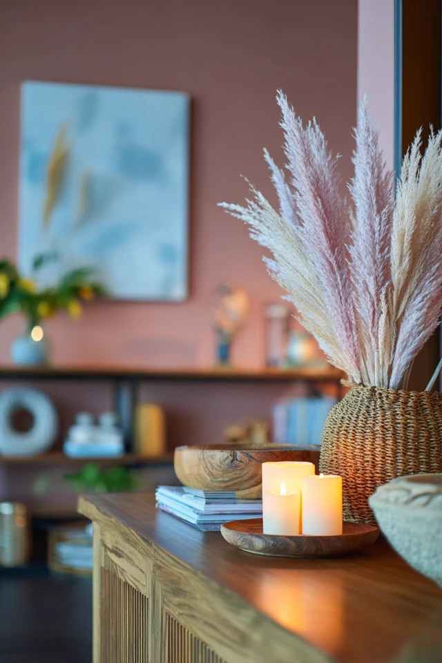 Cozy living room with TV, sofa and layered decor for a stylish home