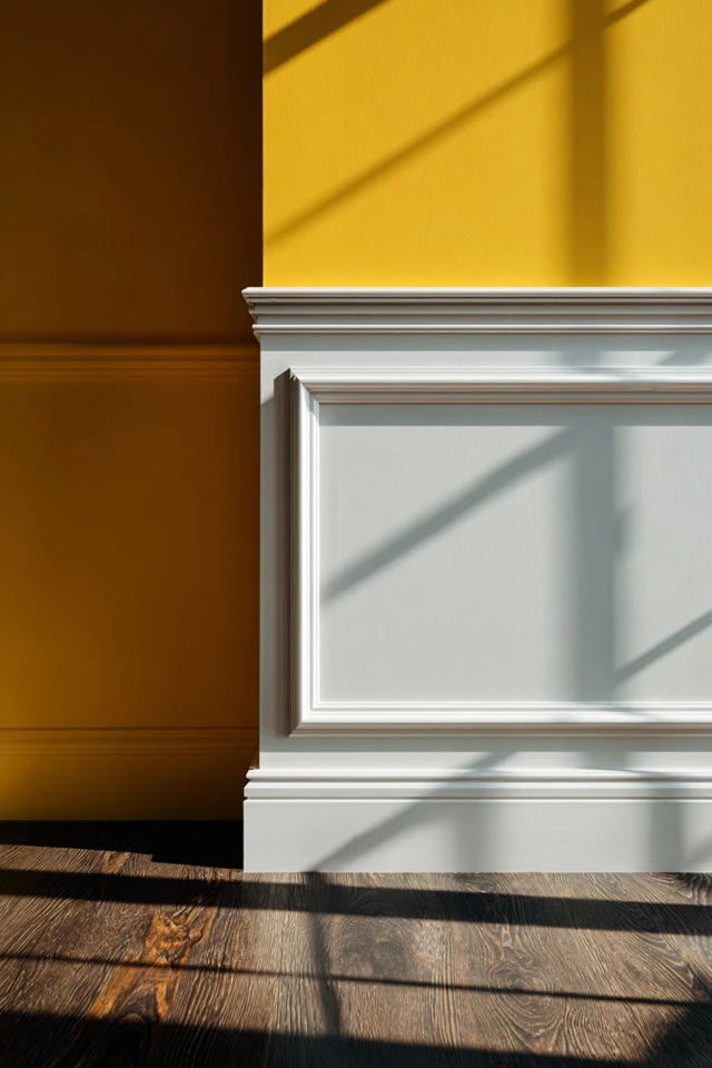 Painted wall trim and molding in a home interior