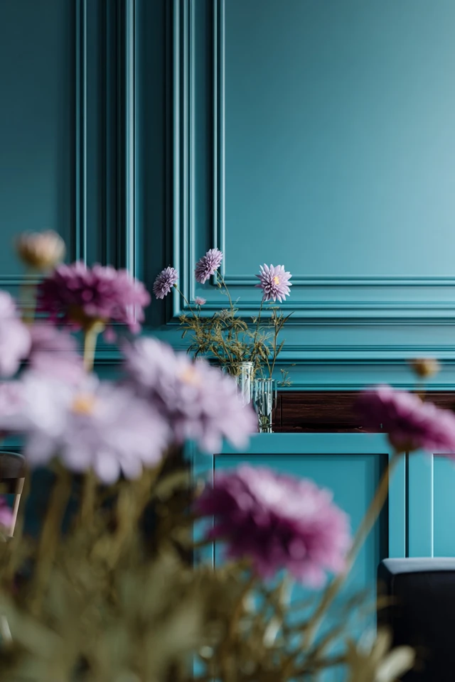 Painted wall with molding and trim detailing, illustrating color and finish choices for moldings