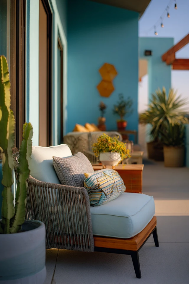 Patio shade and seating setup reflecting current outdoor design trends
