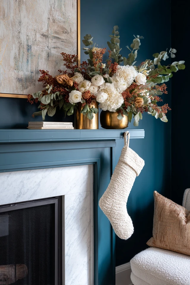 Christmas stockings styled in a room without a traditional hearth