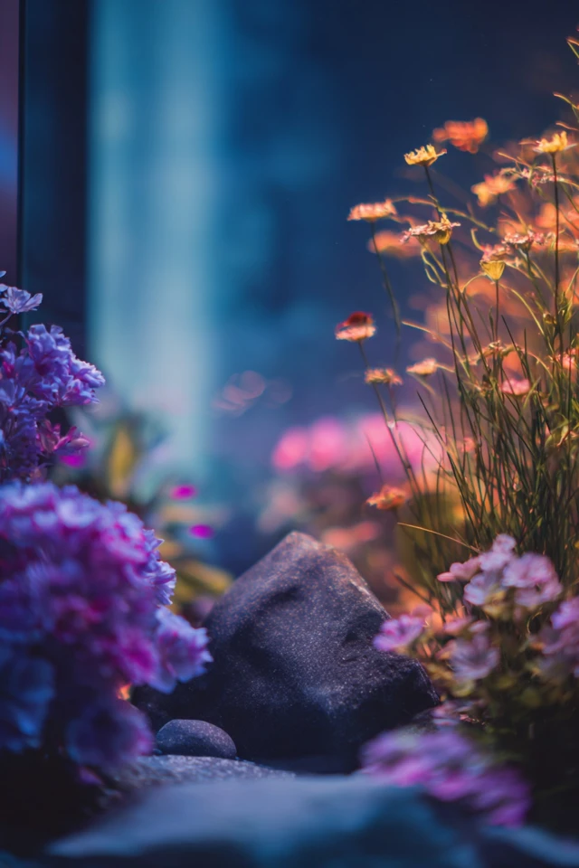 Decorative aquarium setup in a home, shown as a room feature