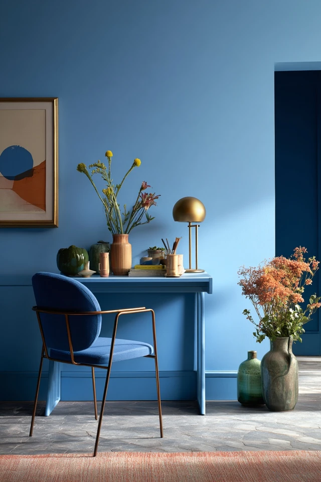 Space-saving fold away desk idea shown in a small room