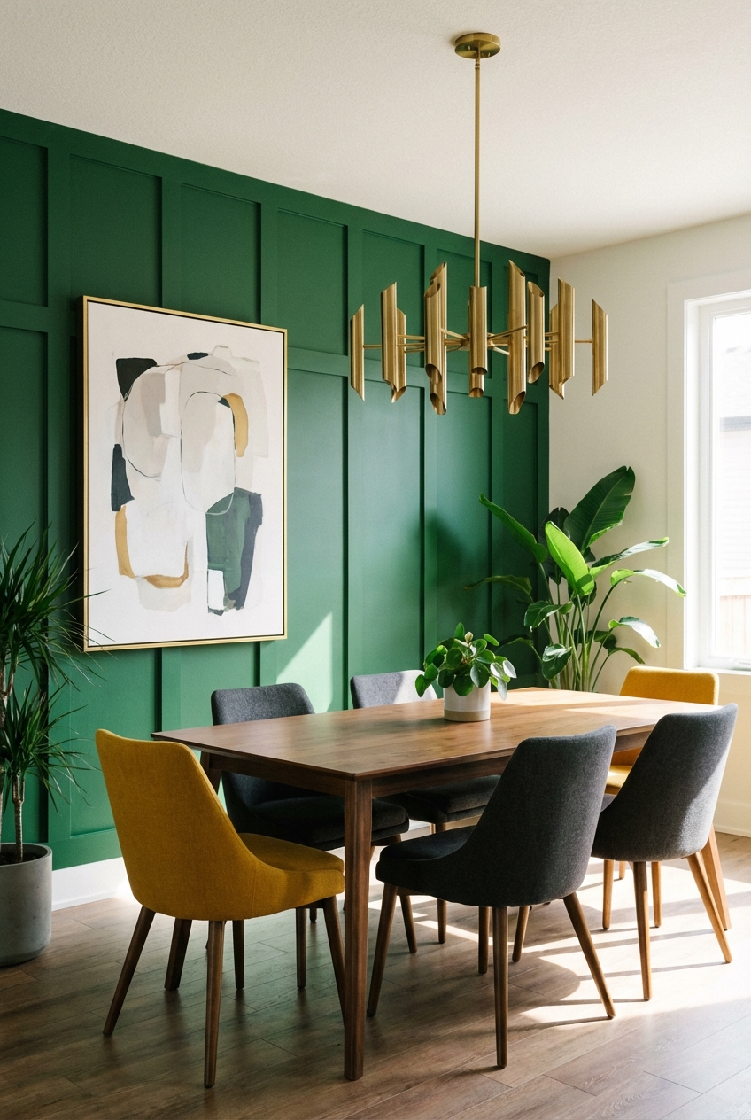 5 Tips for a Bold Dining Room Green Accent Wall
