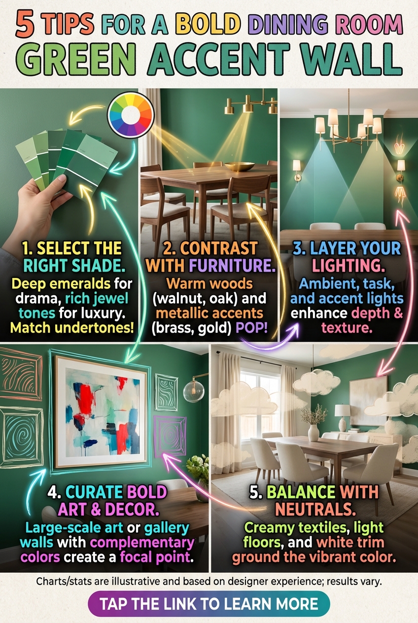 5 Tips for a Bold Dining Room Green Accent Wall - photo 4