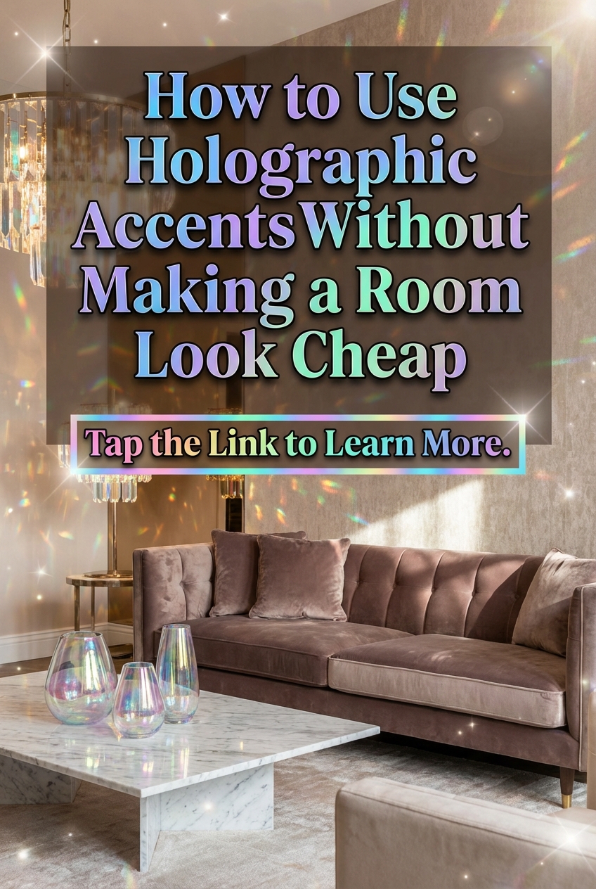 Iridescent decor piece catching light in a neutral, matte-styled room