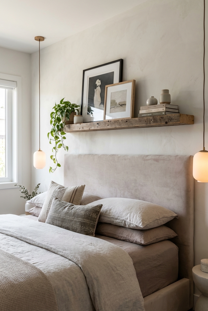 Chic Floating Shelf Above Bed Ideas to Inspire