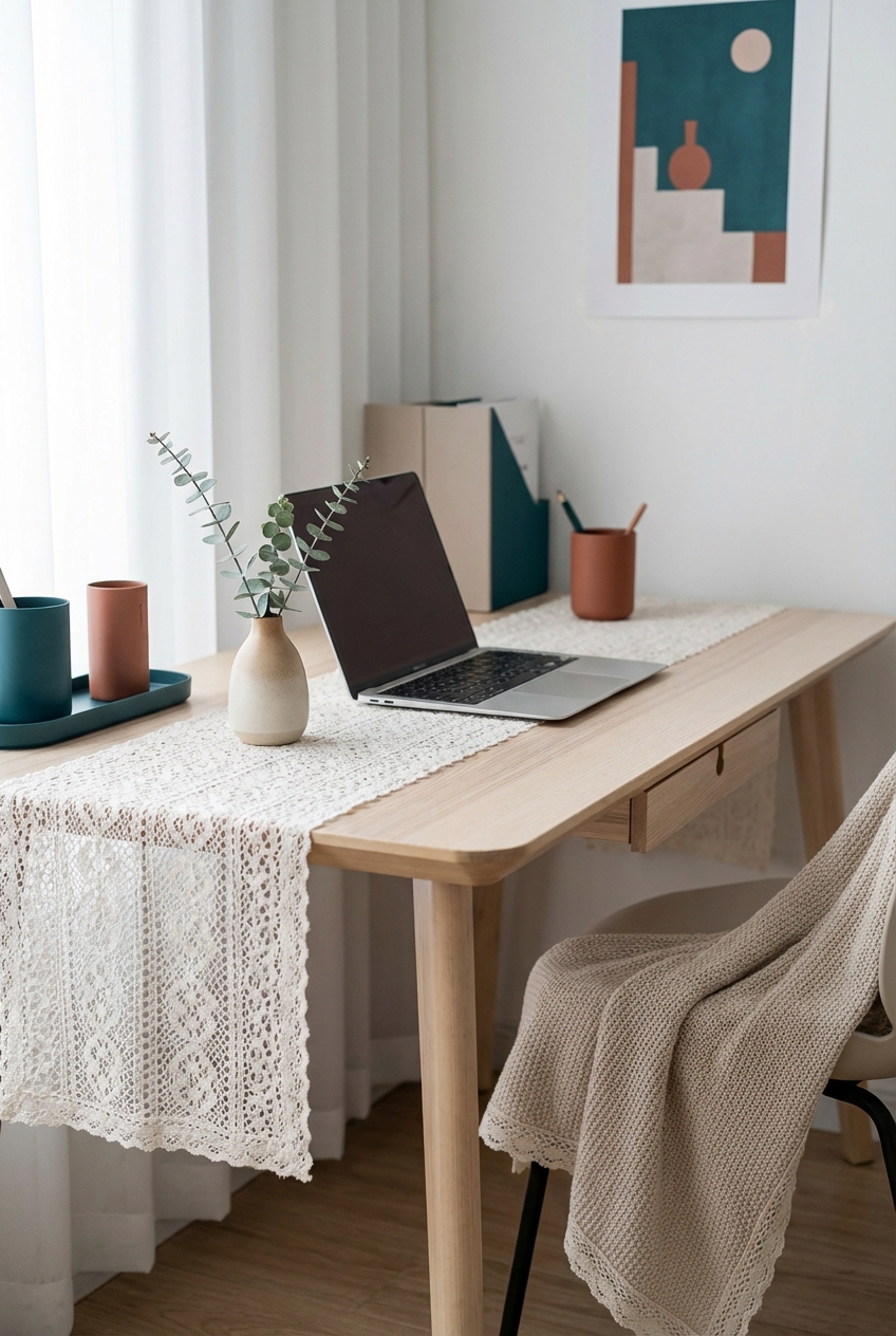How to Add Lace Texture to a Minimal Desk Area