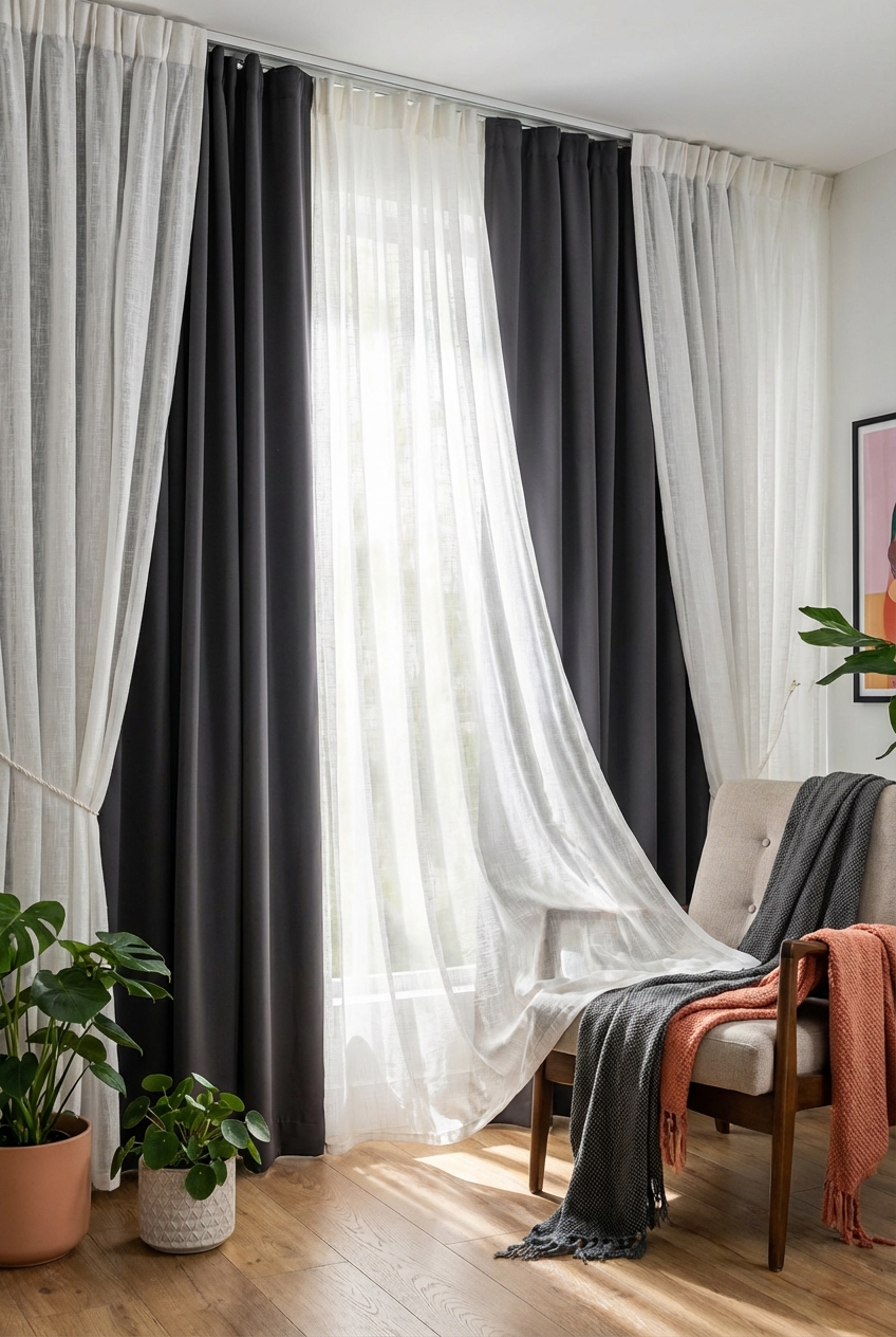 How to Add Sheer Curtains to Blackout Curtains Layered Looks