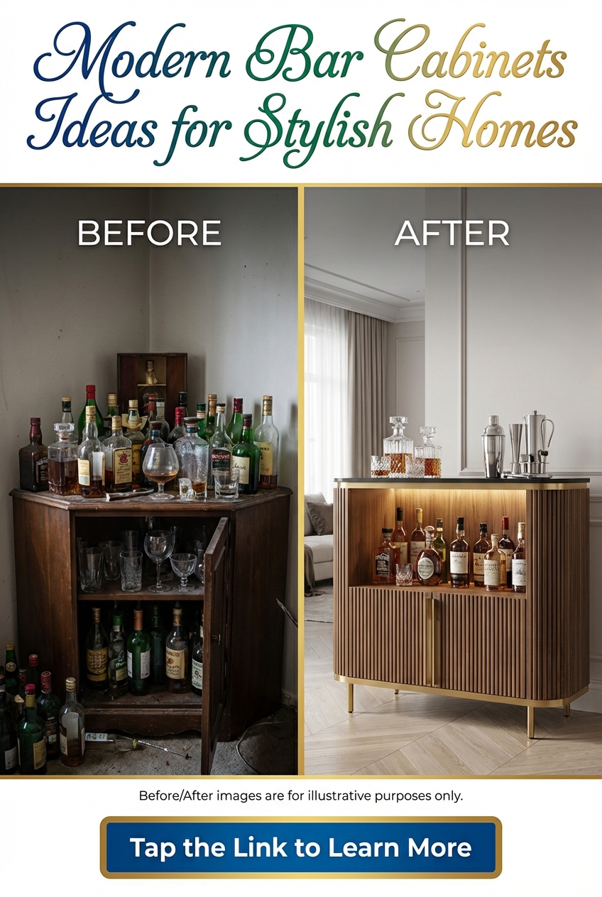 Stylish bar cabinet idea for a small home bar corner