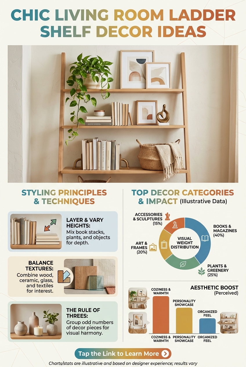 Chic Living Room Ladder Shelf Decor Ideas - photo 3