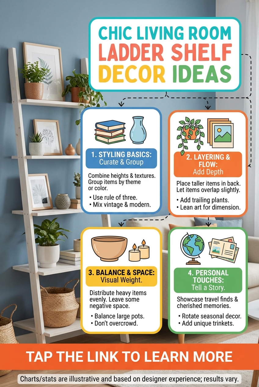Chic Living Room Ladder Shelf Decor Ideas - photo 4