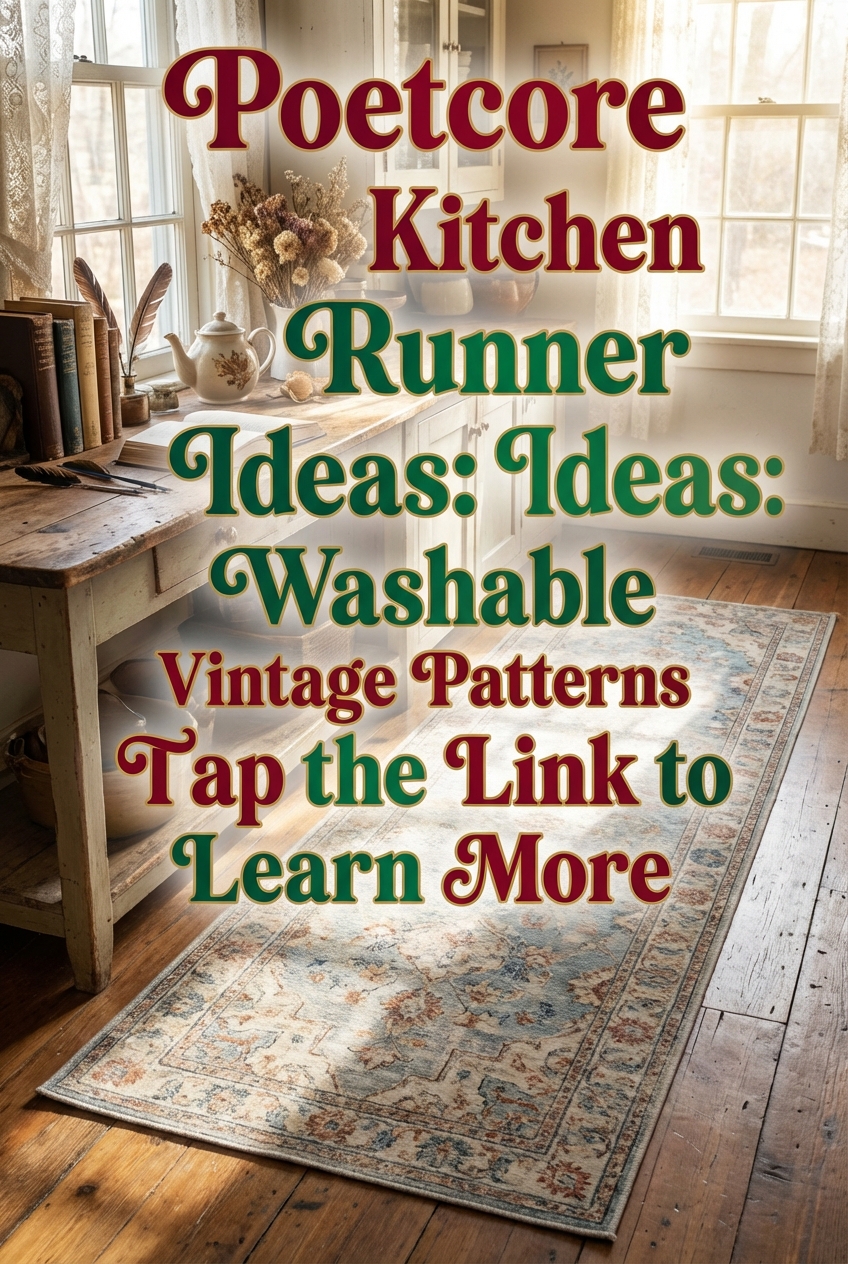 Washable vintage-pattern kitchen runner in a muted, faded palette