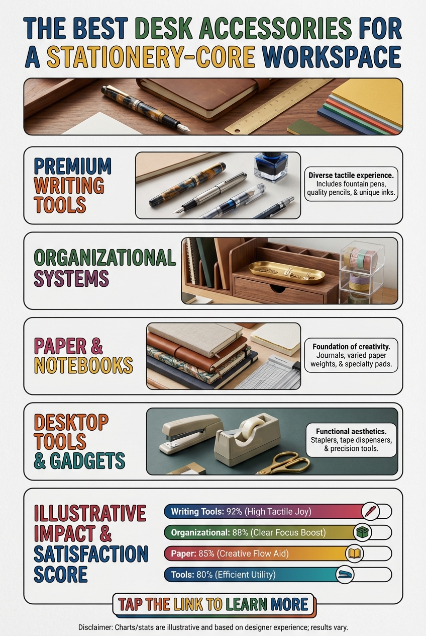 Desktop stationery storage with trays and organizers for pens and paper
