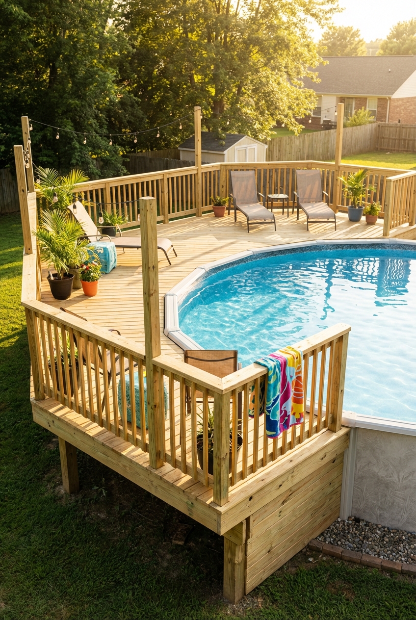 Budget Friendly Above Ground Pool Deck Ideas