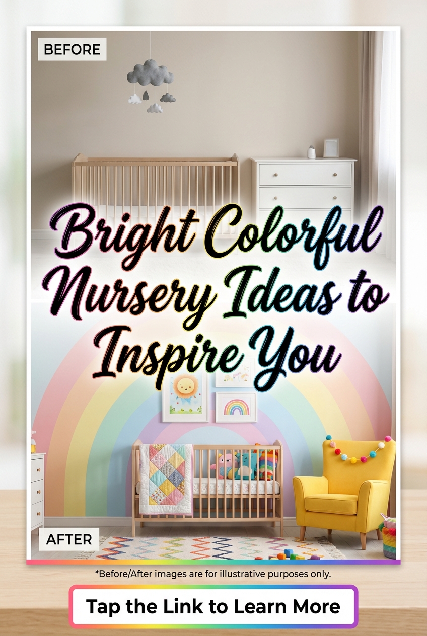 Finished baby nursery styled with bright accessories and a coordinated palette