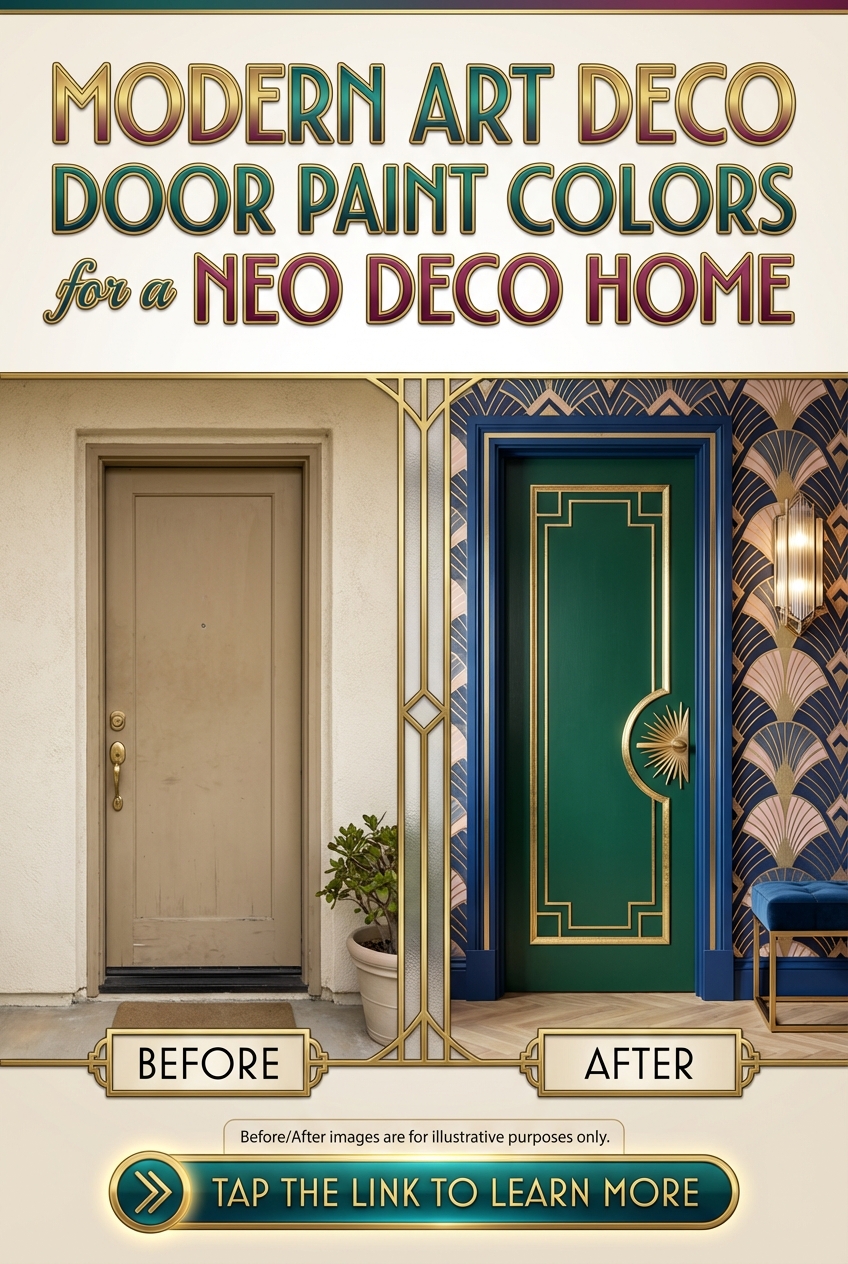 Neo Deco home entry with a statement-colored door and clean architectural trim