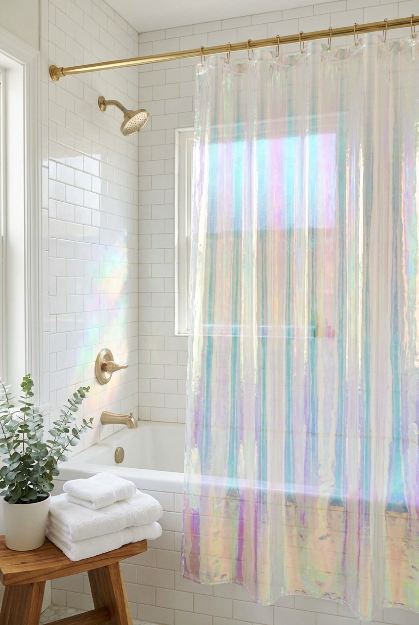 Holographic Shower Curtain Ideas That Look Boutique