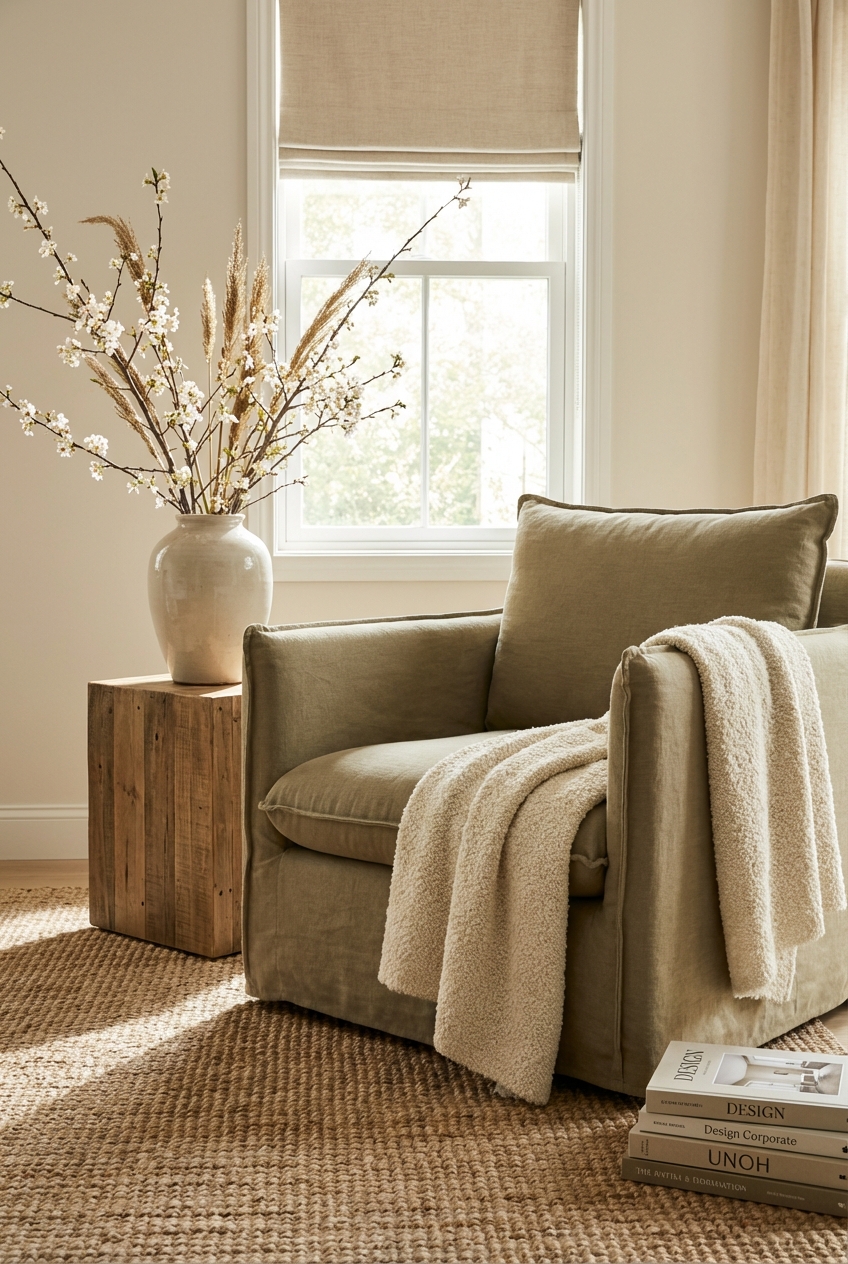 Khaki Coded Decor for Spring: lighter neutrals and fresh texture