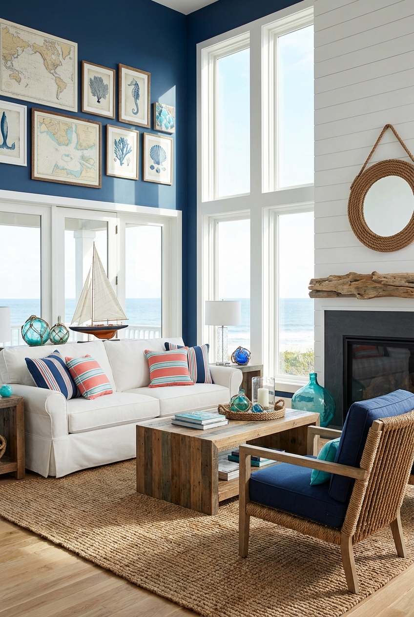 Coastal Charm Nautical Living Room Decor Ideas