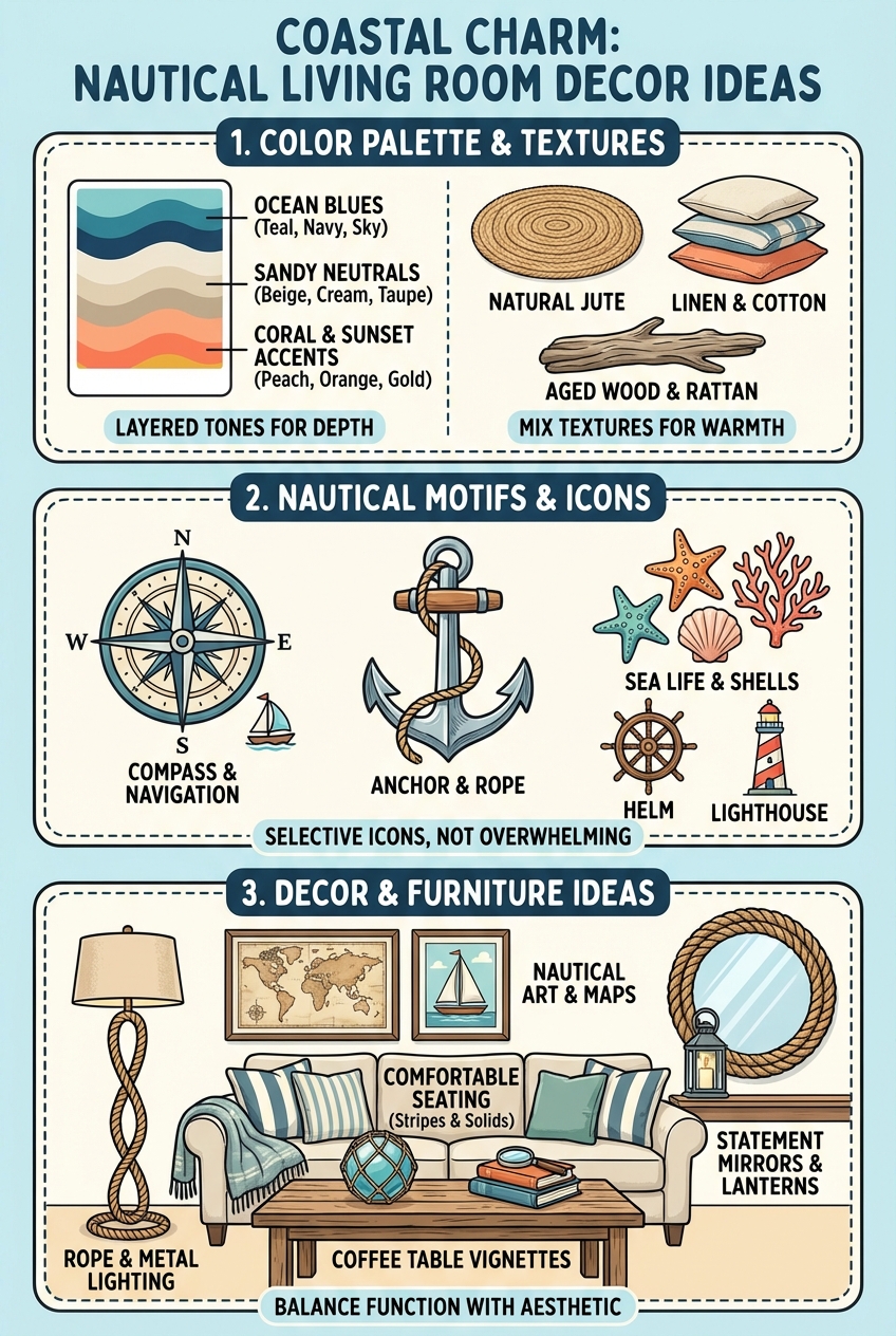 Coastal Charm Nautical Living Room Decor Ideas - photo 4