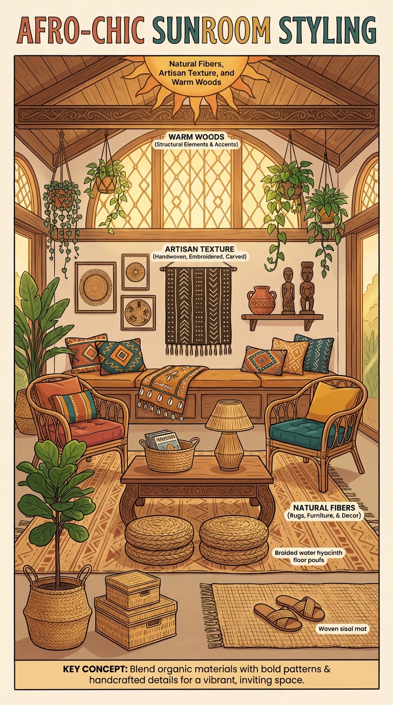 Afro-Chic Sunroom Styling: Natural Fibers, Artisan Texture, and Warm Woods - photo 4