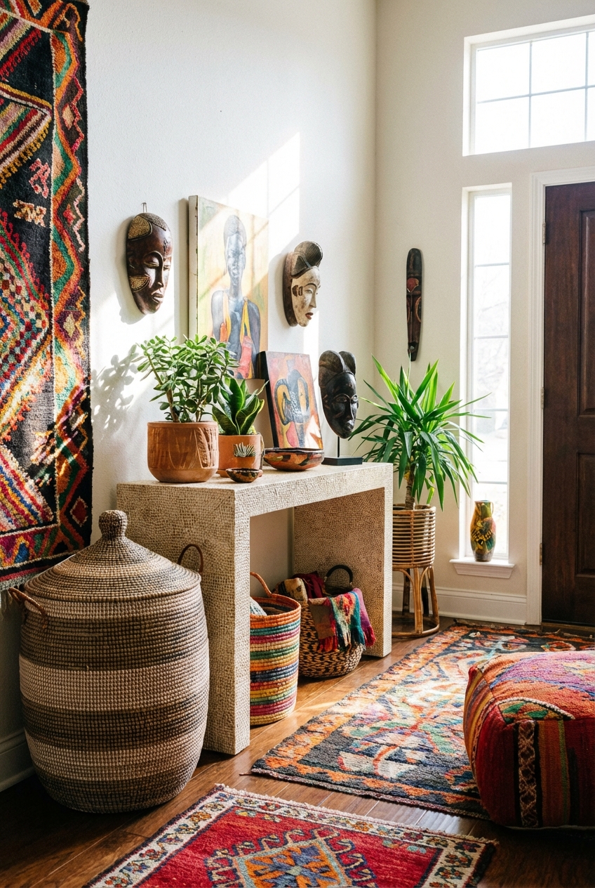 Afrohemian Entryway Decor Ideas for a Warm, Collected Home