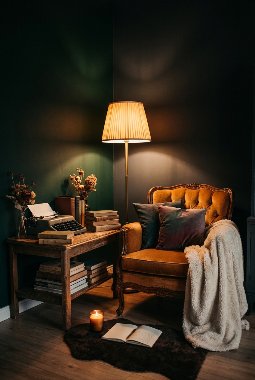 Poetcore Decor for Dark Rooms: Warm Light and Soft Contrast