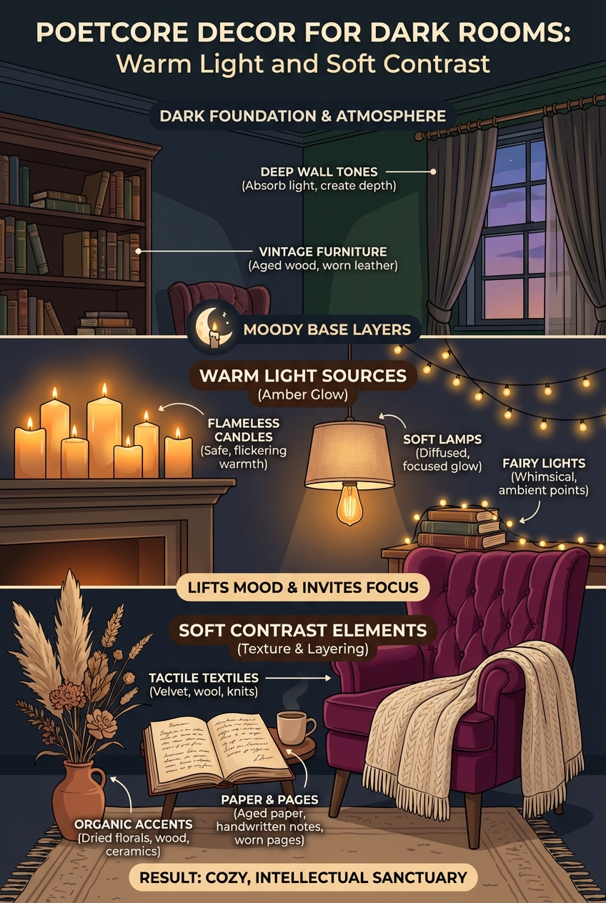 Poetcore Decor for Dark Rooms: Warm Light and Soft Contrast - photo 4