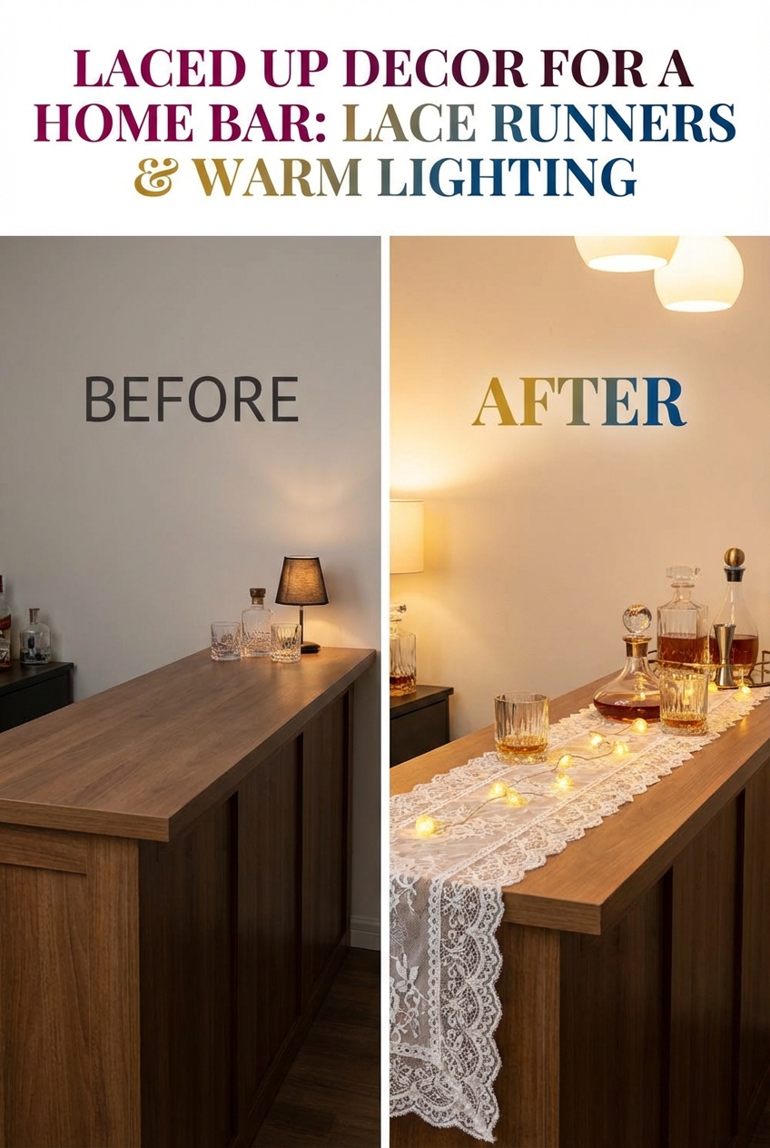 Laced Up Decor for a Home Bar: Lace Runners and Warm Lighting - photo 5