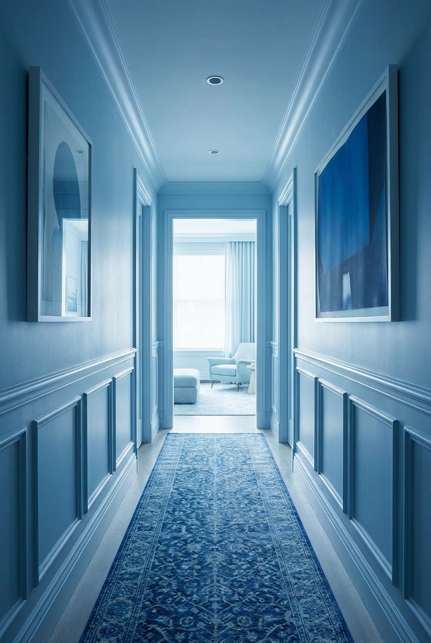 Cool Blue Hallway Ideas: Narrow Space, Big Calm